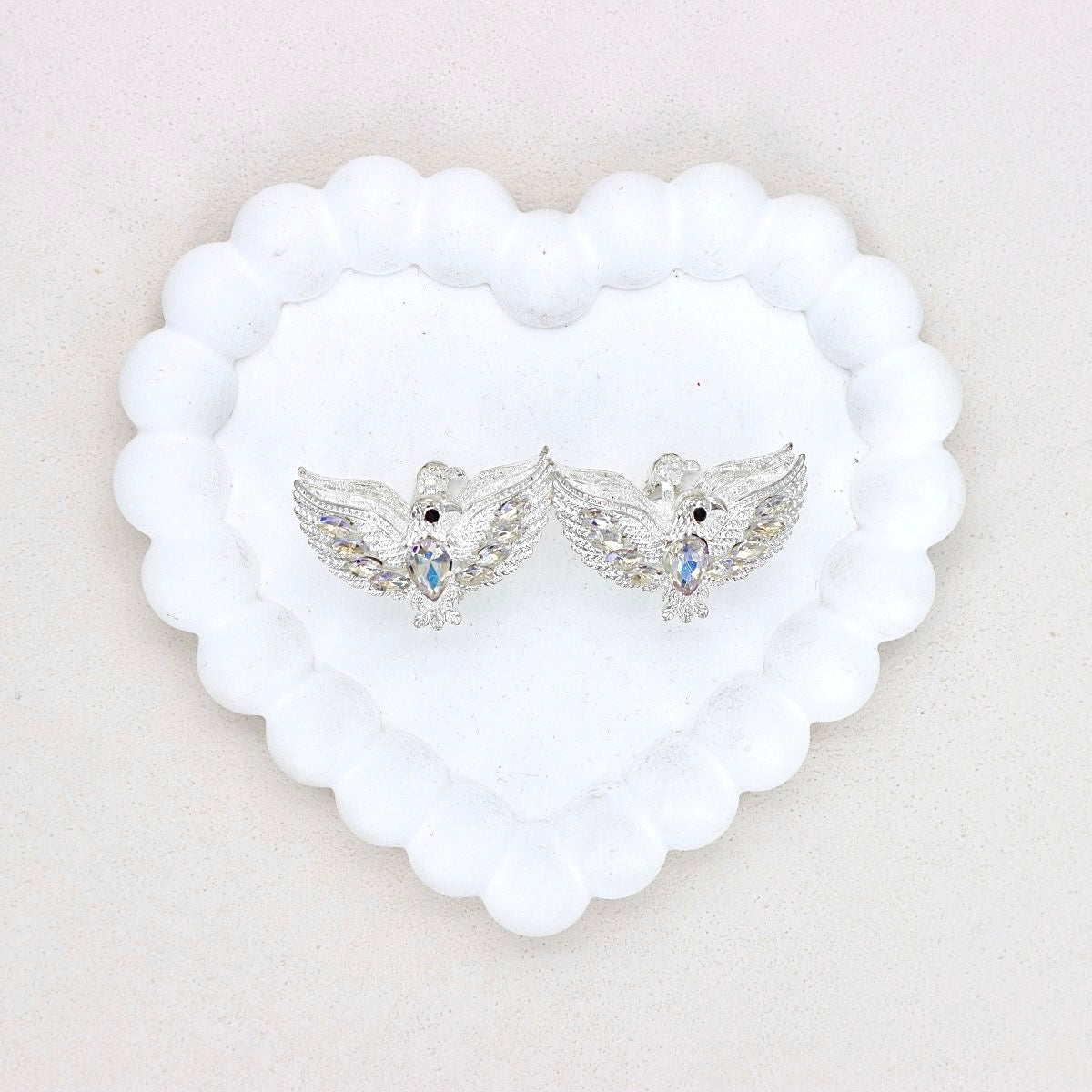 Kimhatter 3D Heart with Large Wings Alloy Bead with Straight Hole