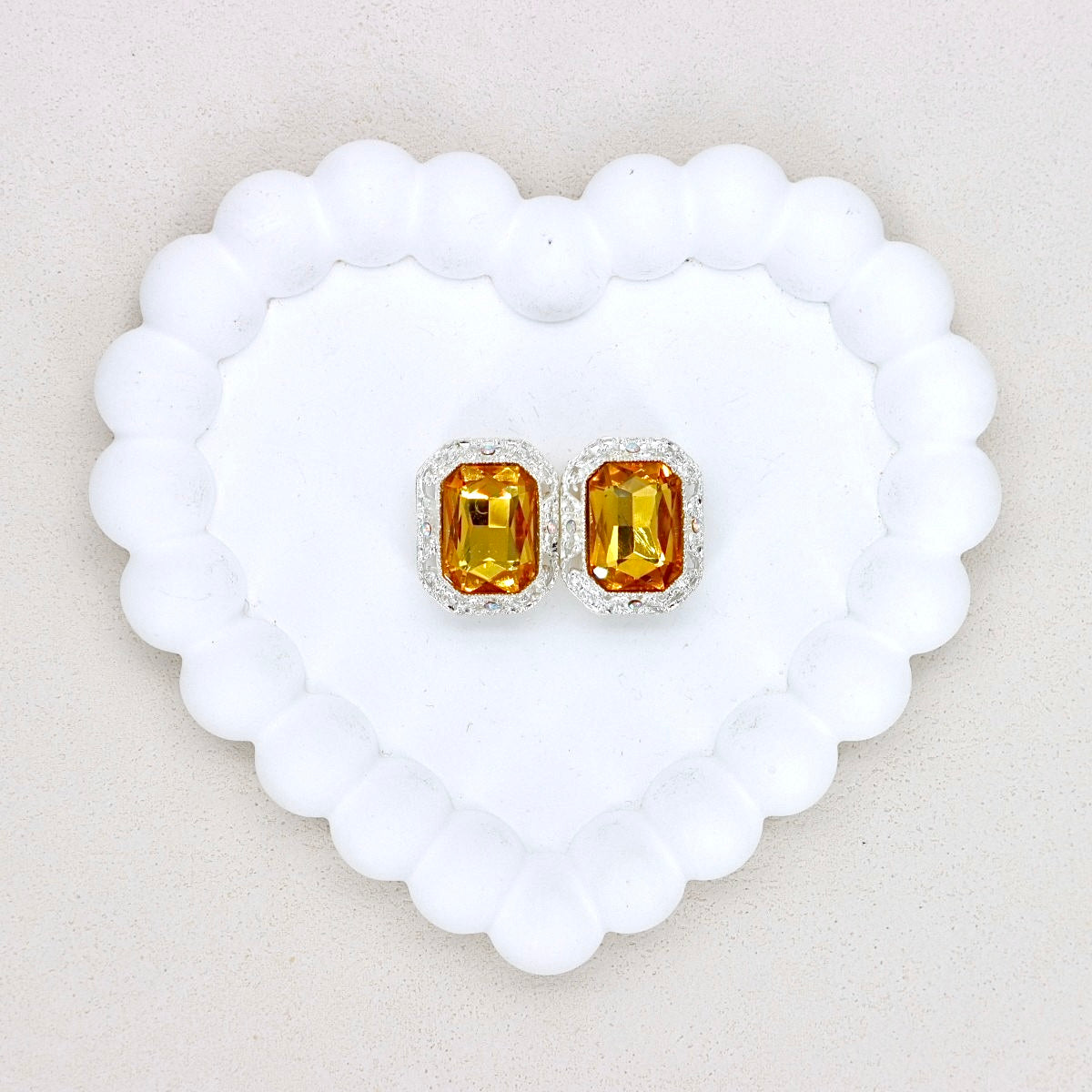 Silver Alloy Openwork Rectangle Double-Sided Crystal Bead