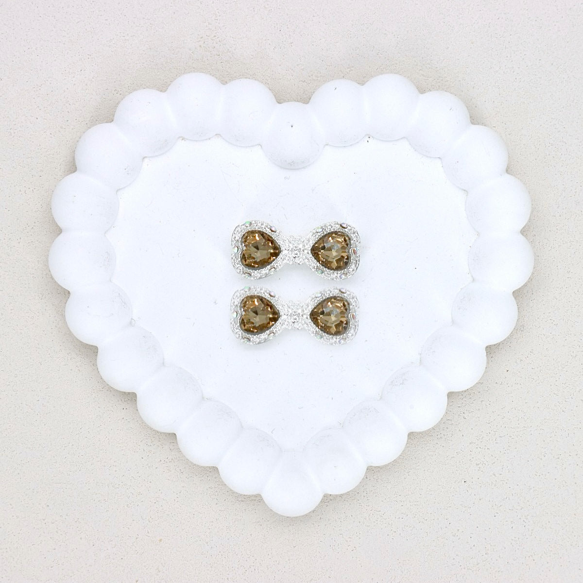 Kimhatter Mocha Alloy Bow Tie Bead with Colorful Diamond Balls 2pcs/bag