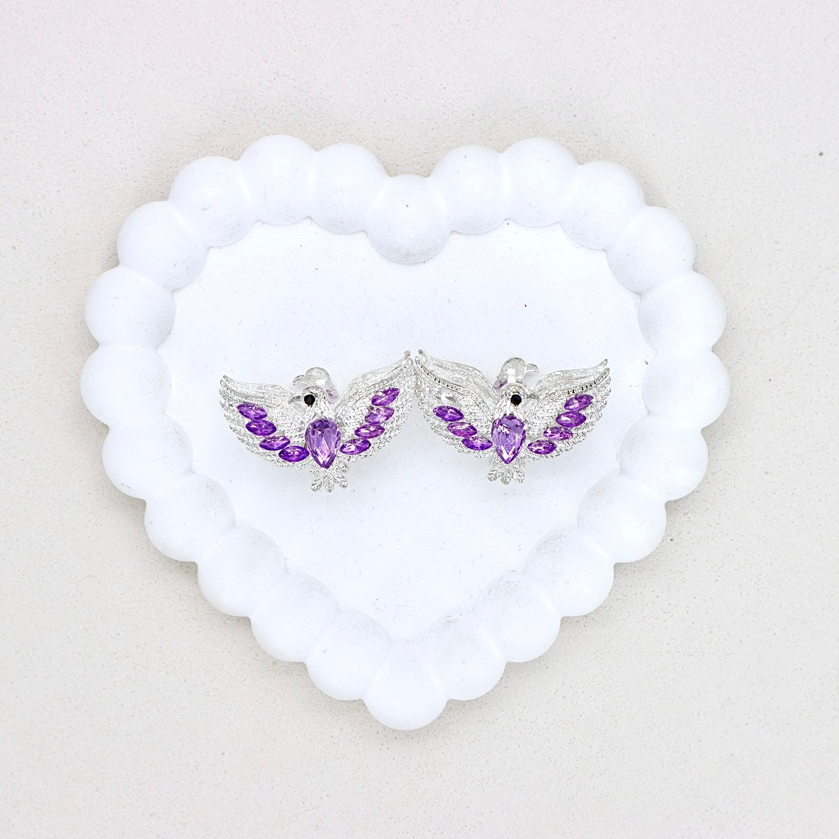 Kimhatter 3D Heart with Large Wings Alloy Bead with Straight Hole