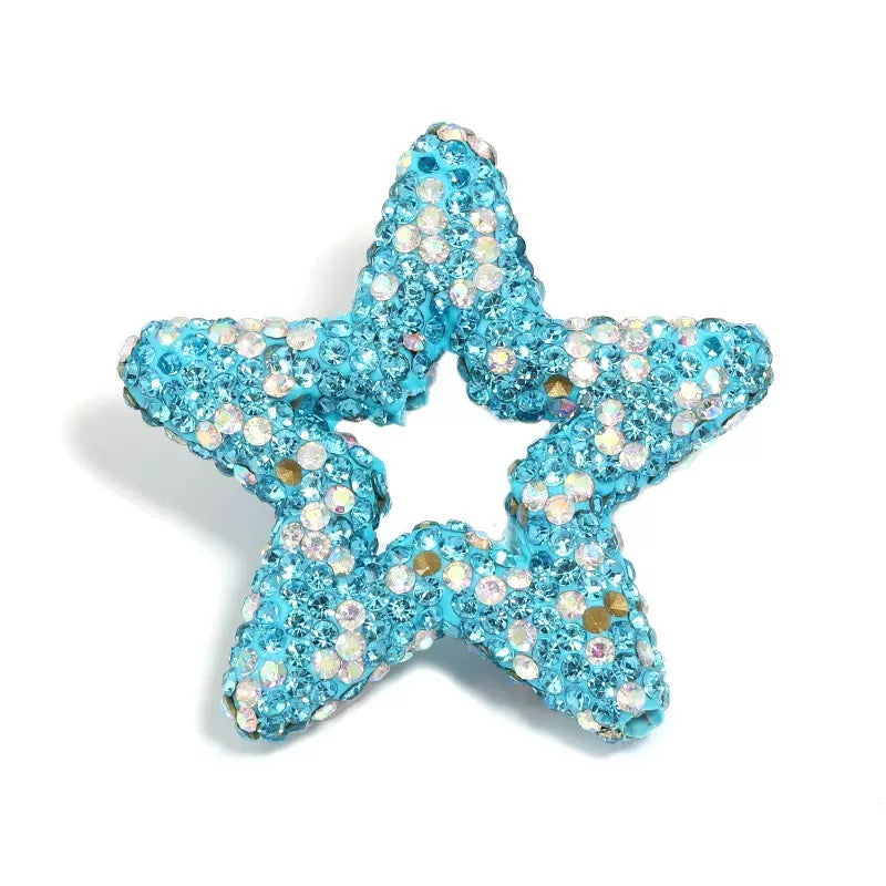 Kimhatter Star Shape Polymer Clay Beads, Peridot Rhinestone Focal Beads for Jewelry & Keychain DIY, 32.5x33.5mm, 1.8mm Hole