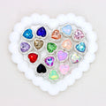 Kimhatter Heart Silver Double-Sided Crystal Alloy Bead with Diamond Ball 2pcs/bag