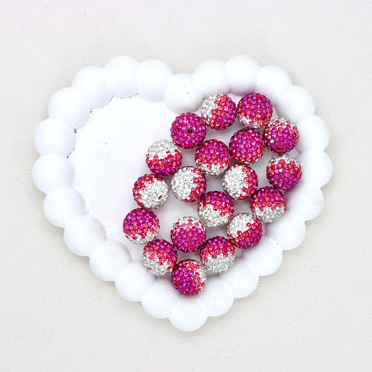 16mm Ombre Color Full Crystal Diamond Ball Polymer Clay Beads