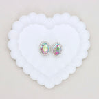 Oval Mocha Double-Sided Crystal Alloy Bead with Diamond Ball