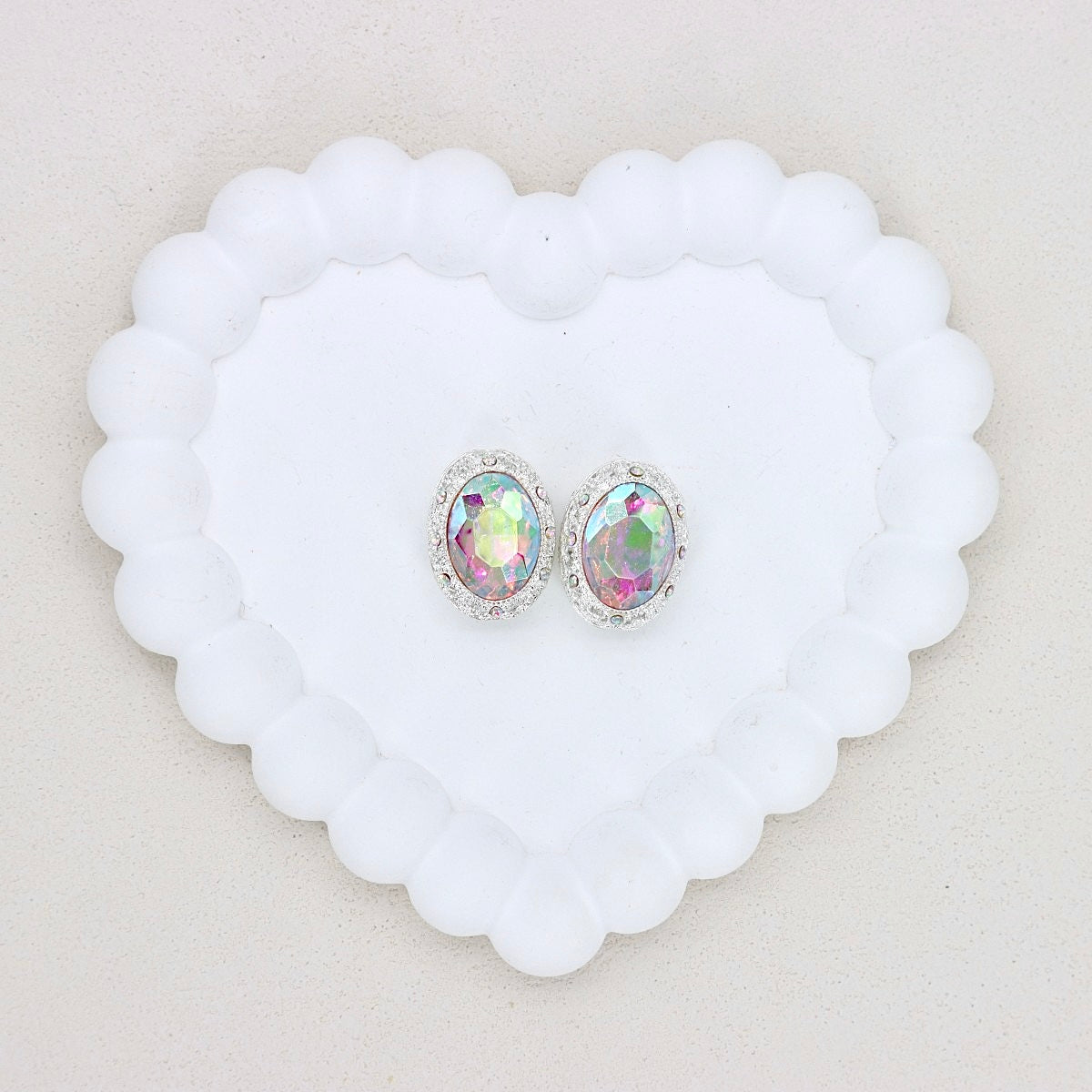 Oval Mocha Double-Sided Crystal Alloy Bead with Diamond Ball