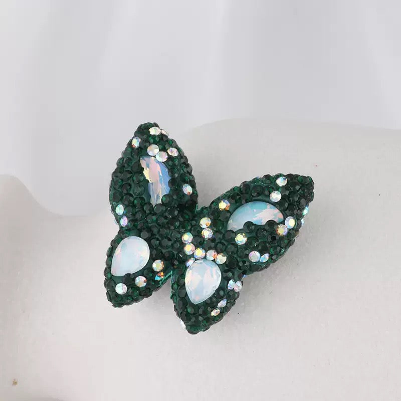 Kimhatter Rainbow Butterfly Polymer Clay Bead with Diamond Ball