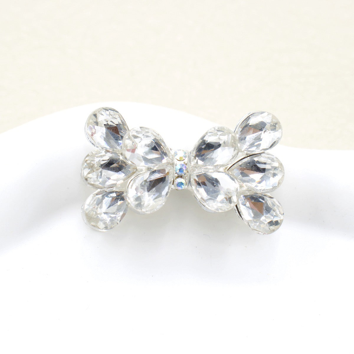 Kimhatter 3D Mocha Bow Double-Sided Crystal Glass Alloy Bead 2pcs/bag