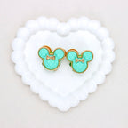 Kimhatter Double-Sided 3D Mickey Mouse Alloy Bead with Champagne Diamond Ball