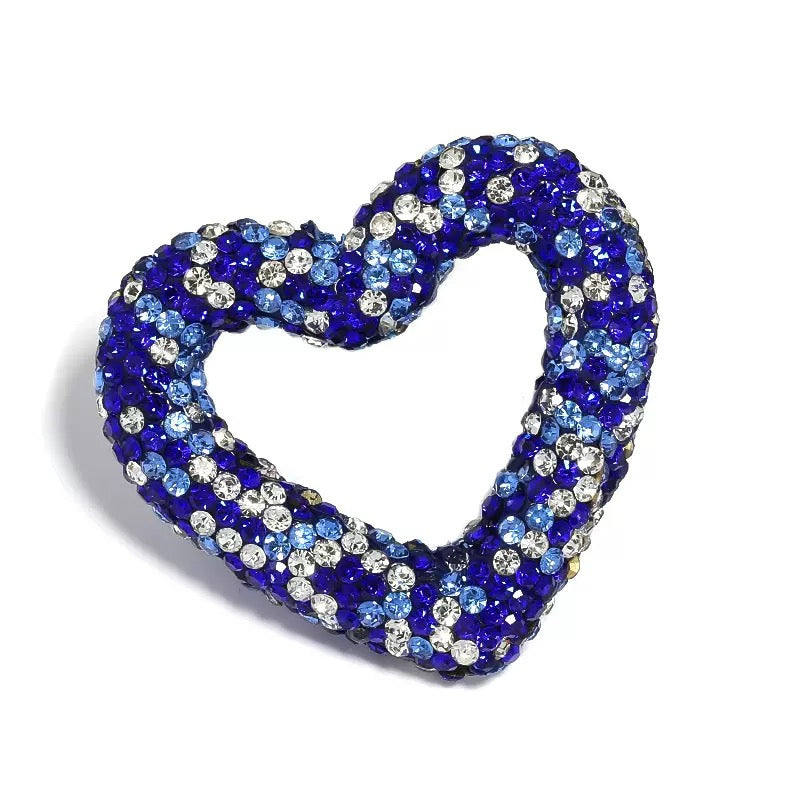 Kimhatter Heart-Shaped Polymer Clay Beads, 27.5×33.5mm Black Diamond Rhinestone Focal Beads with 2mm Hole for Phone Charms, Pen Charms & Jewelry Making