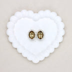 Oval Silver Double-Sided Crystal Alloy Bead with Diamond Ball Design