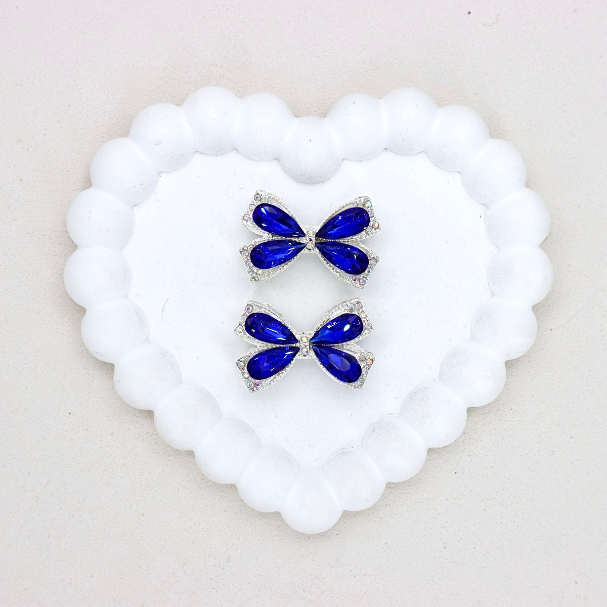 Kimhatter Colorful Crystal Bow Alloy Beads with Straight Hole 2pcs/bag