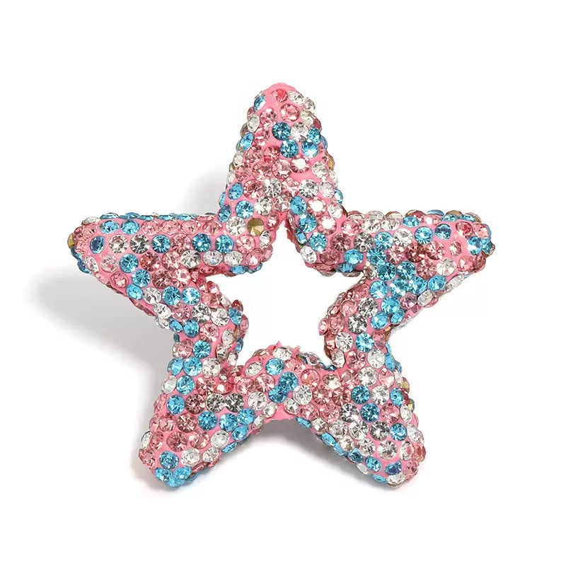 Kimhatter Star Shape Polymer Clay Beads, Peridot Rhinestone Focal Beads for Jewelry & Keychain DIY, 32.5x33.5mm, 1.8mm Hole