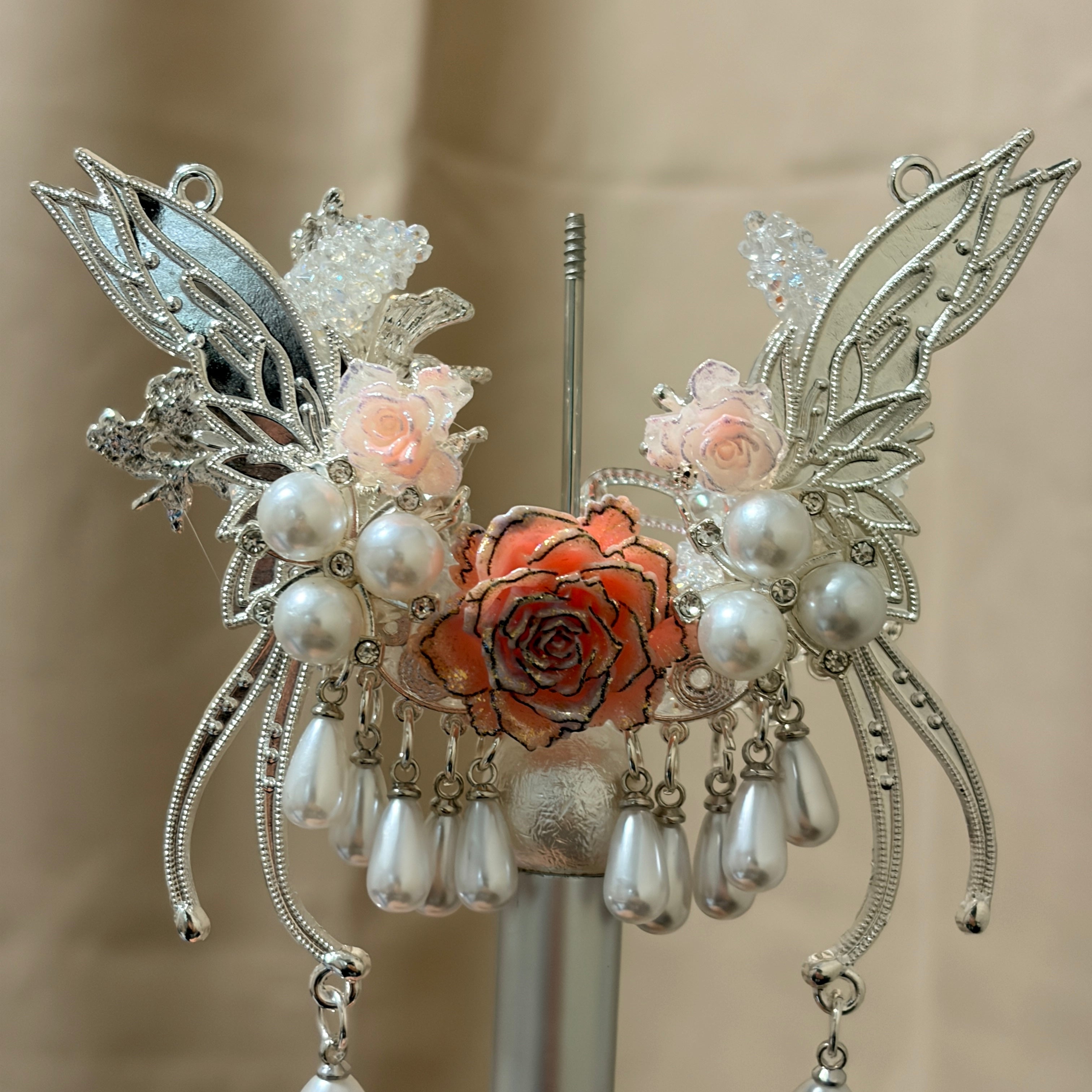 Luxury Oversized Moon Charm Beads, Sparkly Rhinestone Beads for DIY Pens, Jewelry & Crafts