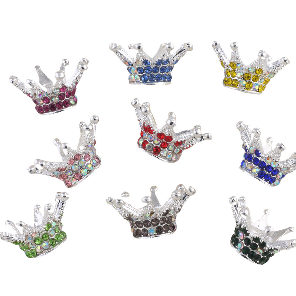 Kimhatter Heavy-Duty Colorful Crown Spacer Bead with Full Rhinestones 5pcs/bag