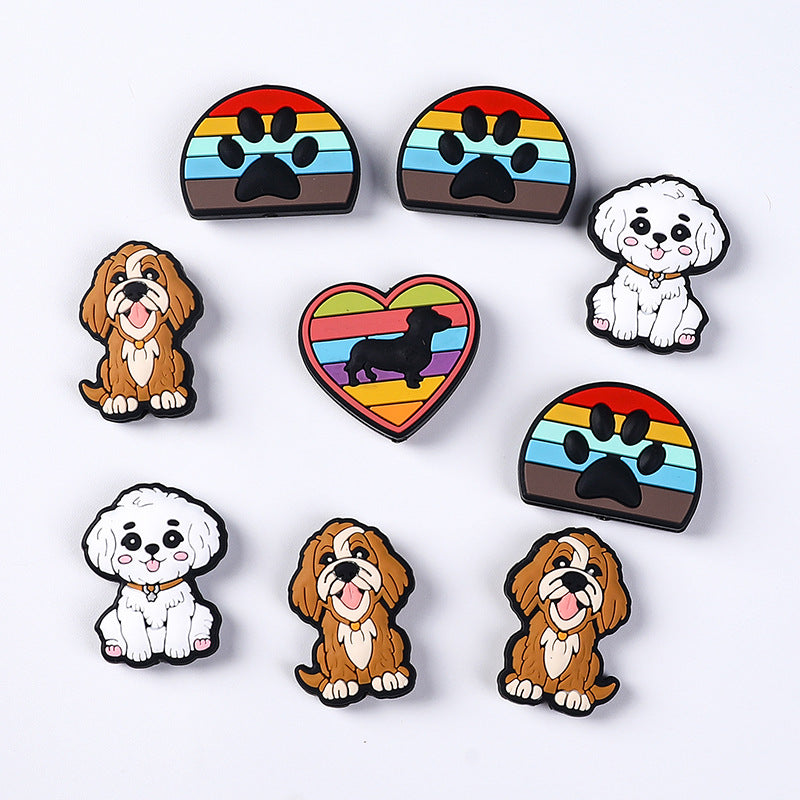 Dog shaped silicone focal bead