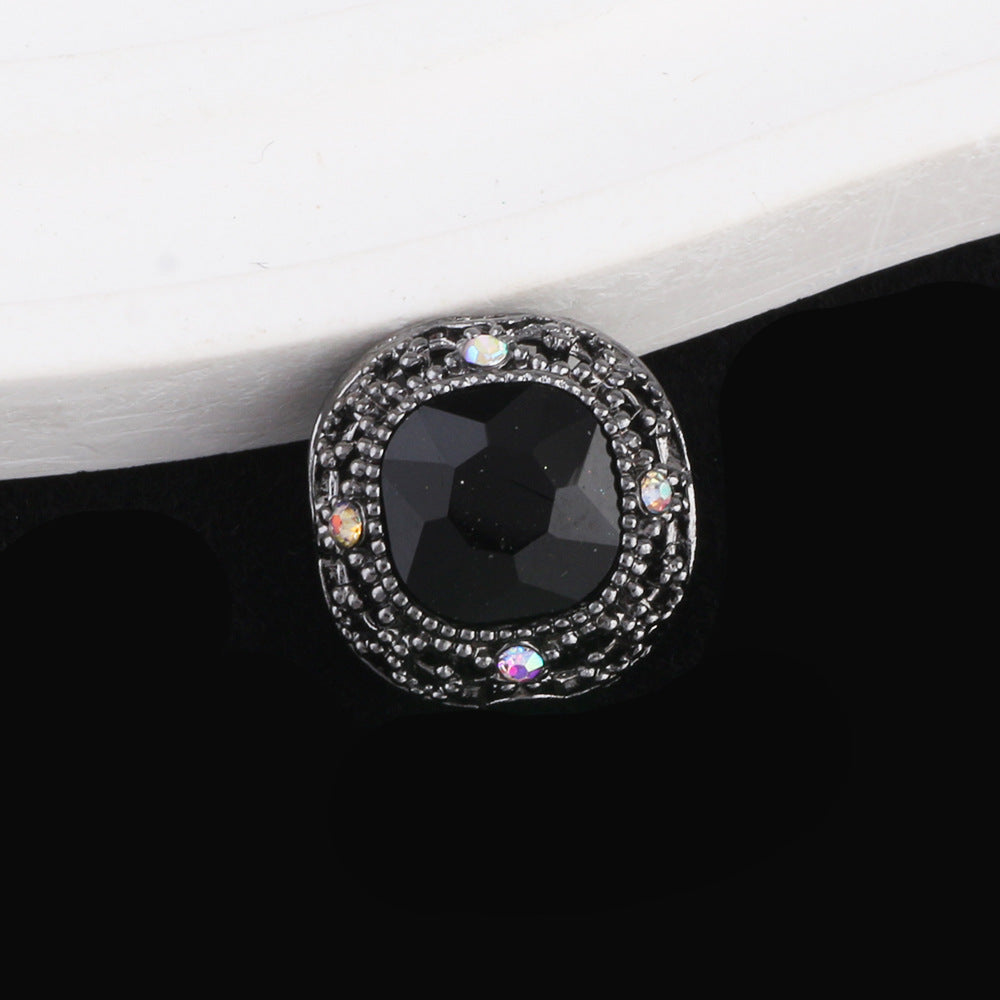 Kimhatter Silver Small Square Rhinestone Alloy Diamond Ball Bead