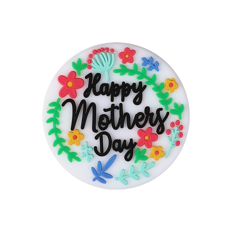 Silicone bead cartoon English letter epoxy loose beads DIY jewelry, heart silicone beads for Mother's Day