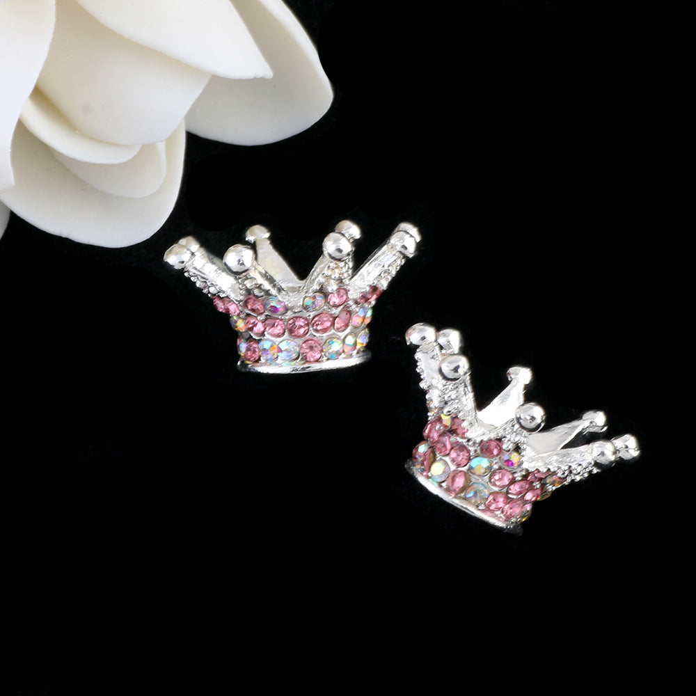 Kimhatter Heavy-Duty Colorful Crown Spacer Bead with Full Rhinestones 5pcs/bag