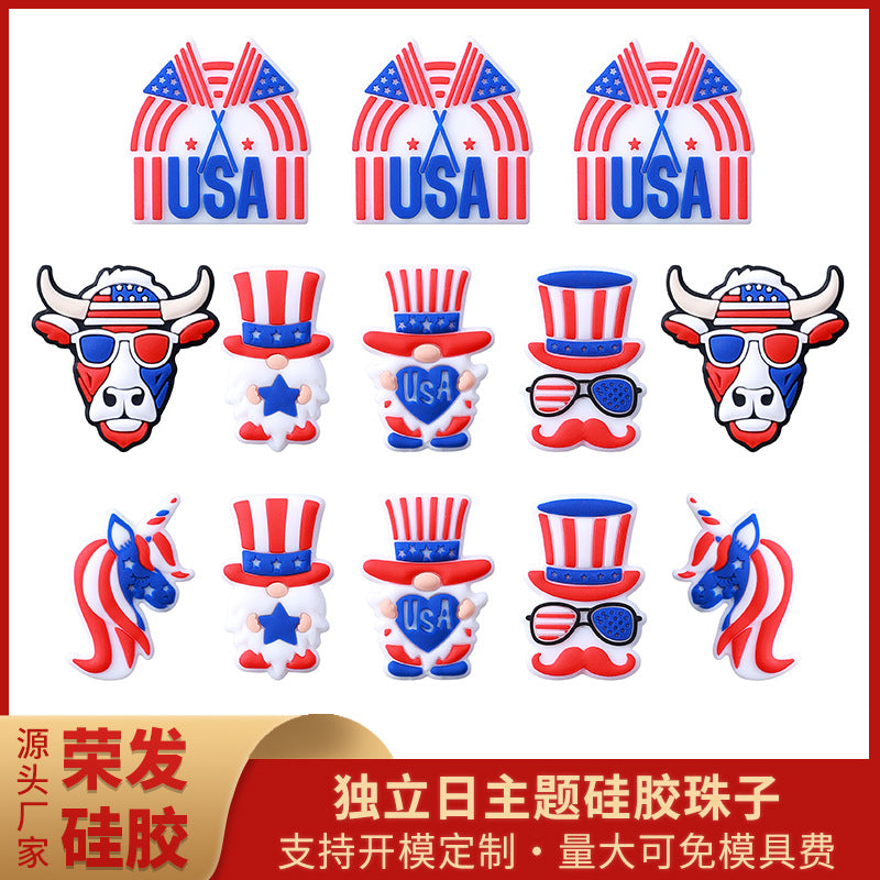 USA Independence day animal themed silicone focal beads