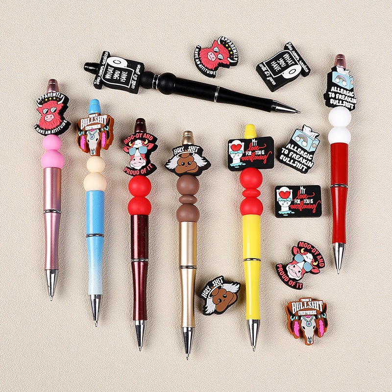 Cow themed, inscription, poop angel, silicone focal beads - different varieties and style