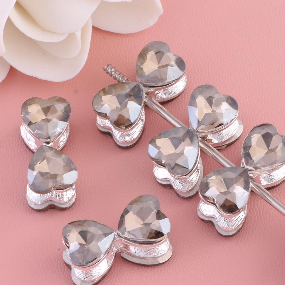 Heavy-Duty Alloy Bowtie Double-Sided Heart with Zircon Stones