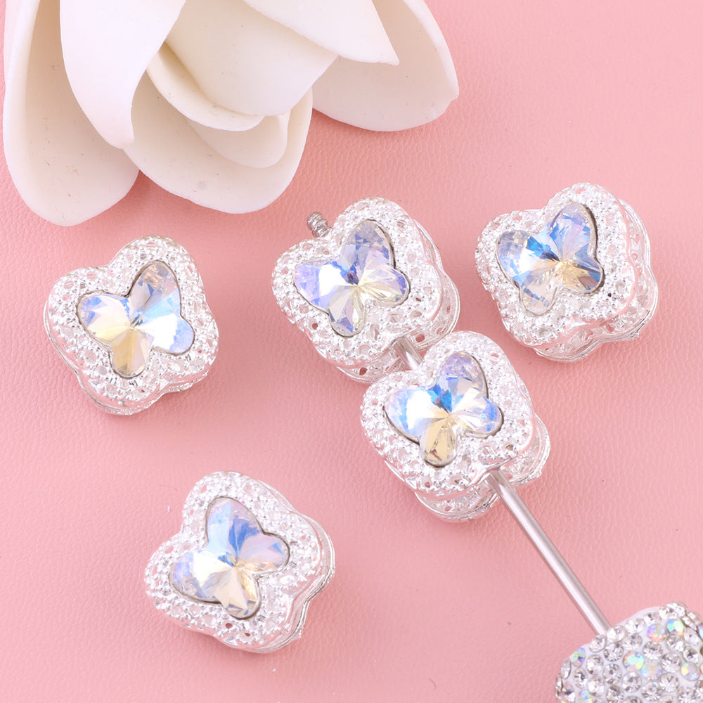 Heavy Duty Double-Sided Alloy Small Butterfly with Zircon