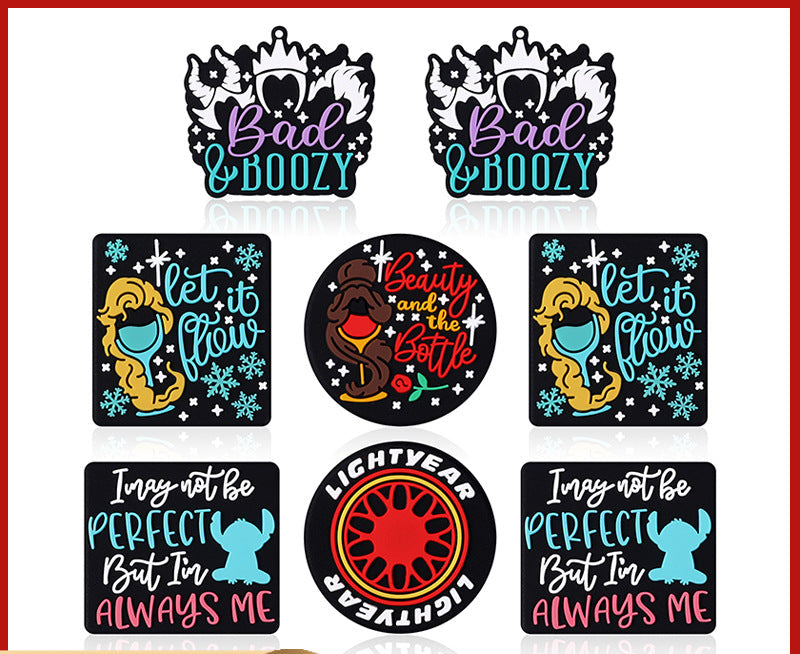 DIY collection of colorful word stickers silicone focal bead