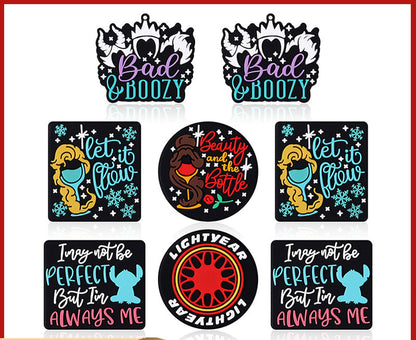 DIY collection of colorful word stickers silicone focal bead