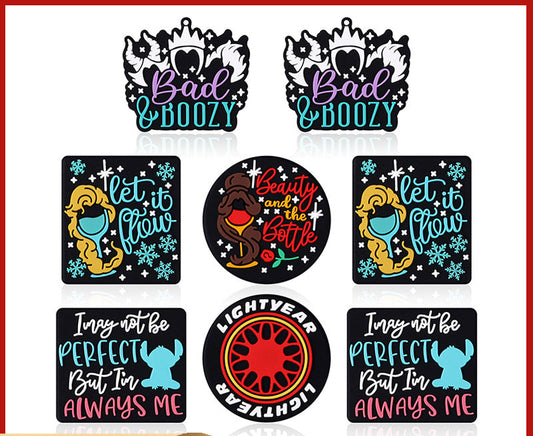 DIY collection of colorful word stickers silicone focal bead