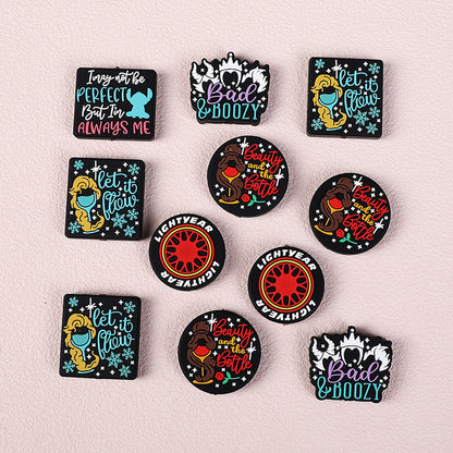 DIY collection of colorful word stickers silicone focal bead