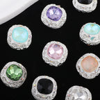 Kimhatter Silver Small Square Rhinestone Alloy Diamond Ball Bead