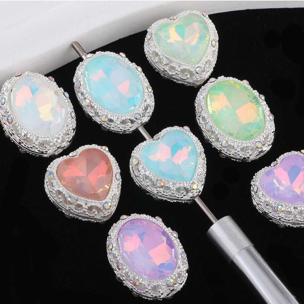 2mm Hole Silver Mocha Alloy Beads for Pen Making (Oval/Heart Shape)