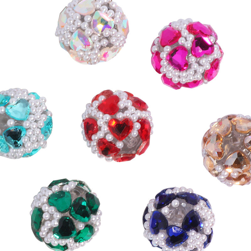 Rhinestone Heart Luxury Pearl Diamond Ball Bead