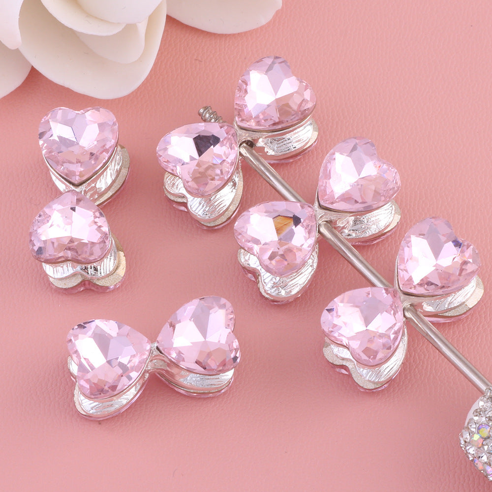 Heavy-Duty Alloy Bowtie Double-Sided Heart with Zircon Stones