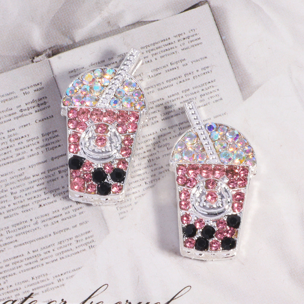 ouble-Sided Milk Tea Alloy Beads with Straight Hole