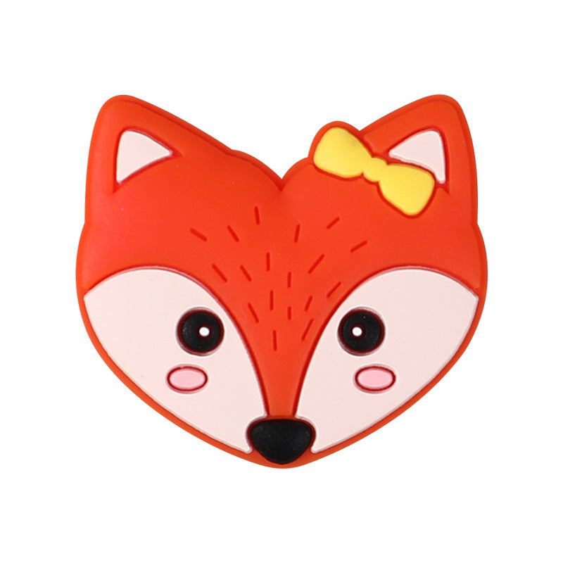 Cute cartoon animal head silicone focal bead
