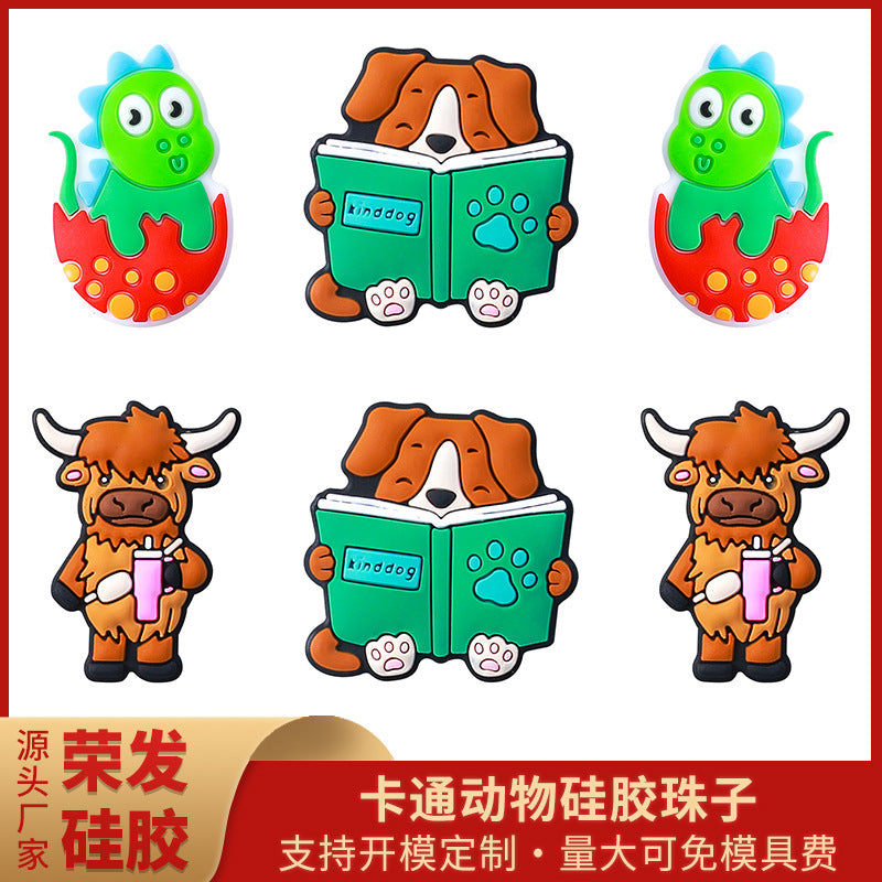 highland cow, dog, frog silicone focal beads