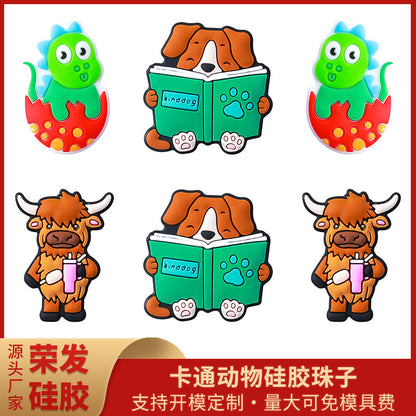 highland cow, dog, frog silicone focal beads