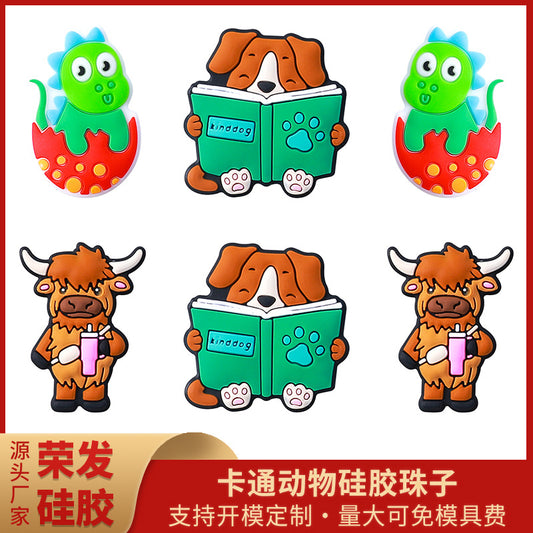 highland cow, dog, frog silicone focal beads