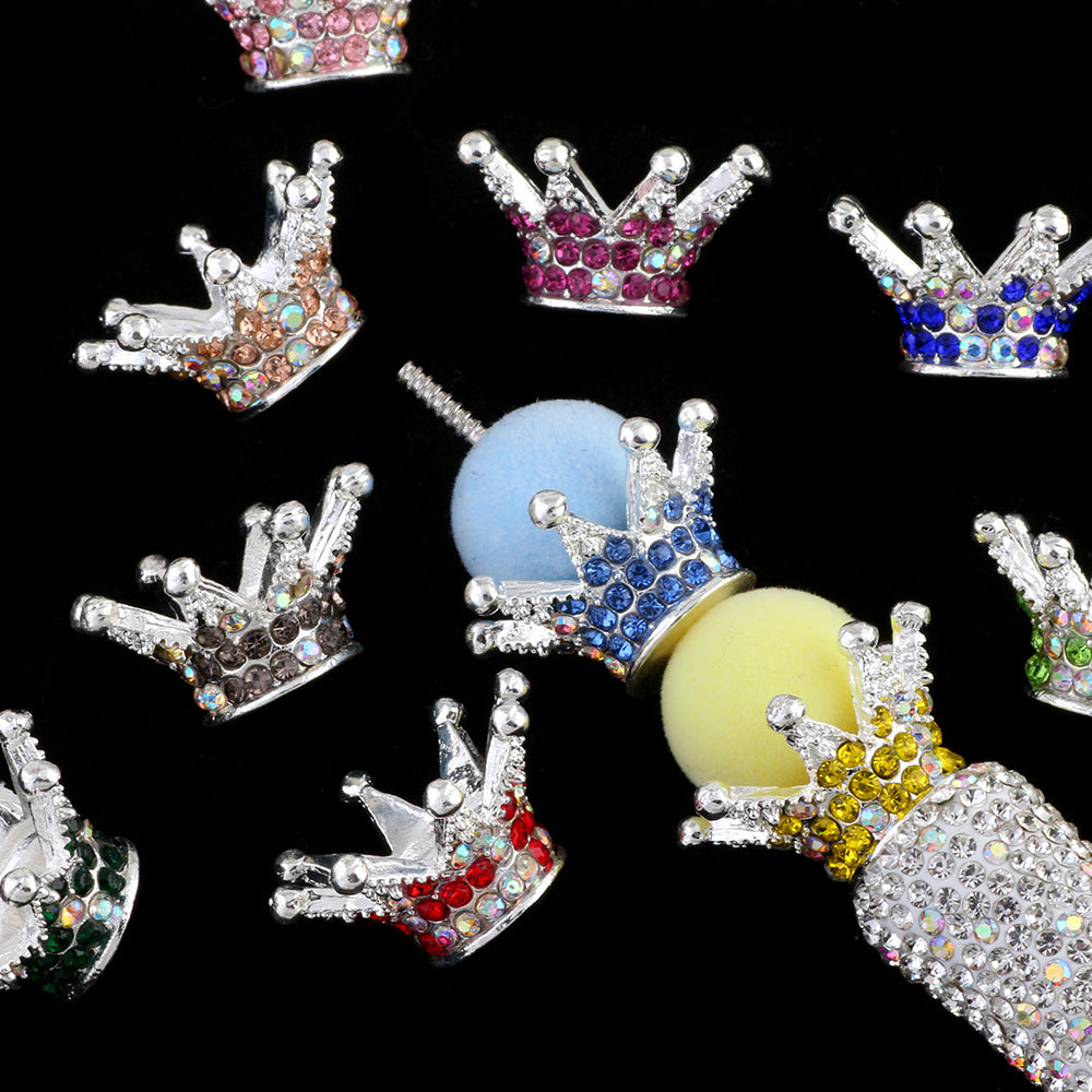 Kimhatter Heavy-Duty Colorful Crown Spacer Bead with Full Rhinestones 5pcs/bag