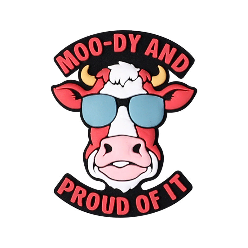 Cow themed, inscription, poop angel, silicone focal beads - different varieties and style