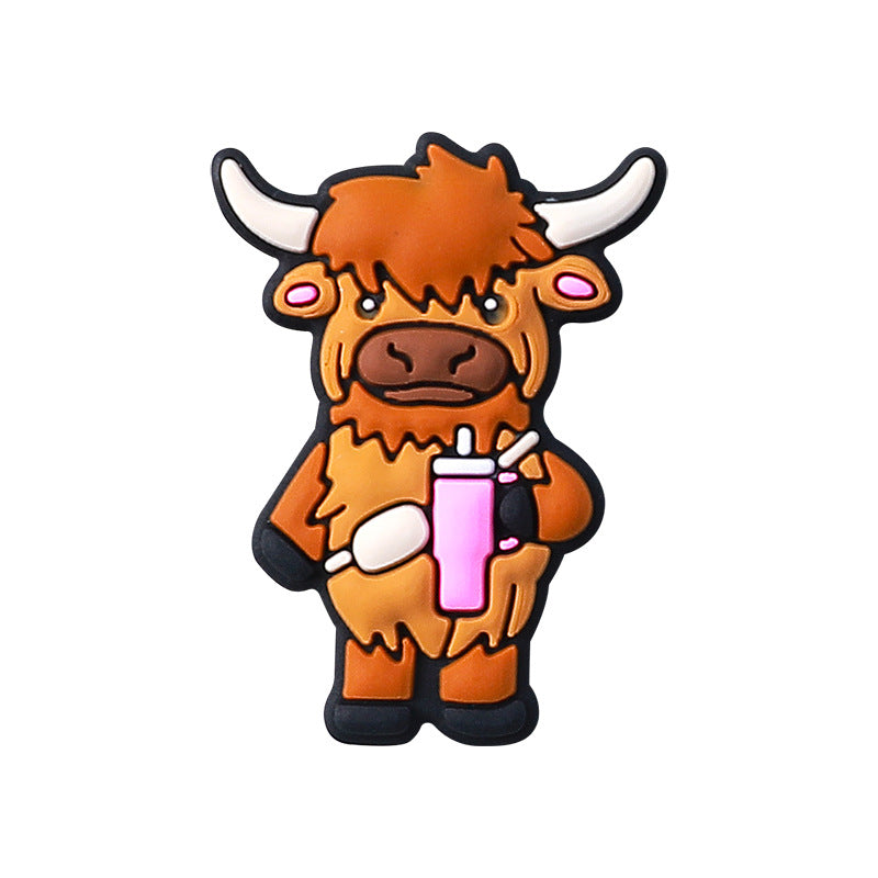Cartoon highland cow silicone focal beads