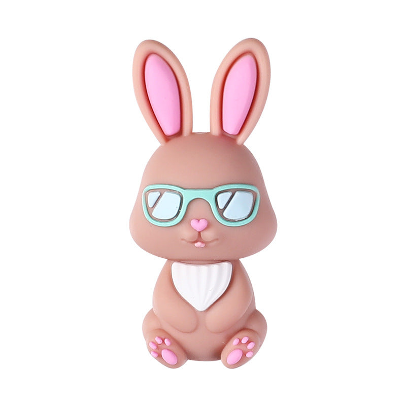 Easter 3D silicone beads, cartoon rabbit, three-dimensional gnome silicone bead accessories