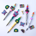 3D Cartoon butterfly & rainbow silicone focal bead