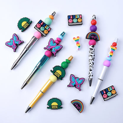 3D Cartoon butterfly & rainbow silicone focal bead