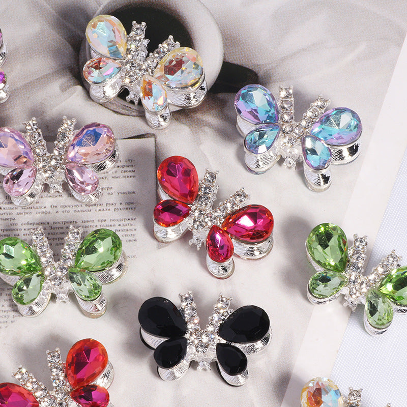 Kimhatter Heavy-Duty Alloy Sparkling Butterfly Rhinestone Bead