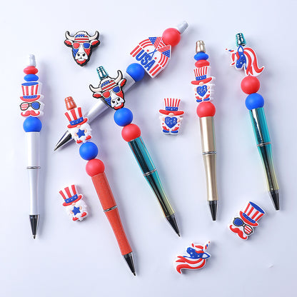 USA Independence day animal themed silicone focal beads