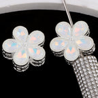 Kimhatter Mocha Alloy 5-Petal Flower Diamond Ball Beads with Straight Hole