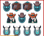 Bull head, cowgirl hat silicone focal bead