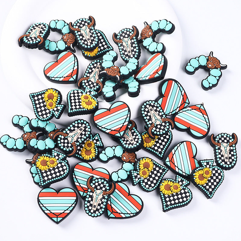 DIY Daisy heart, highland cow silicone focal bead